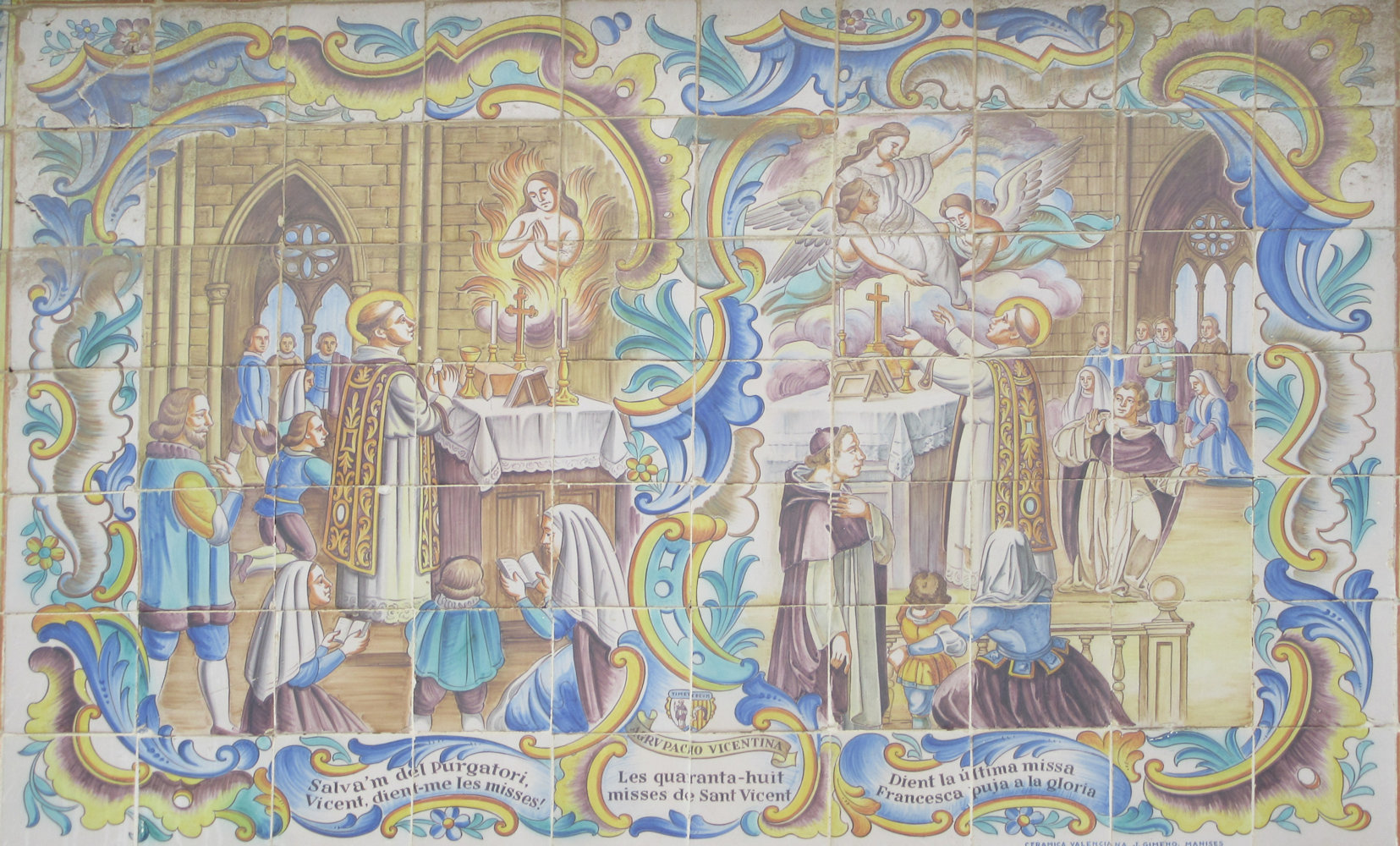 Azulejo: Vinzenz Ferrer bei der Messe, an der ehemaligen Dominikanerkirche in Valencia