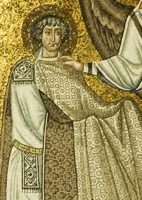 Vitalis, Detail aus dem Mosaik in der Apsis der Basilika San Vitale in Ravenna