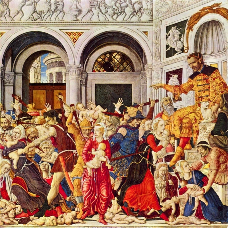 Matteo di Giovanni: der Kindermord von Betlehem, 1488, im Nationalmuseum Capodimonte in Neapel