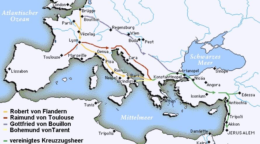 Karte des 1. Kreuzzuges