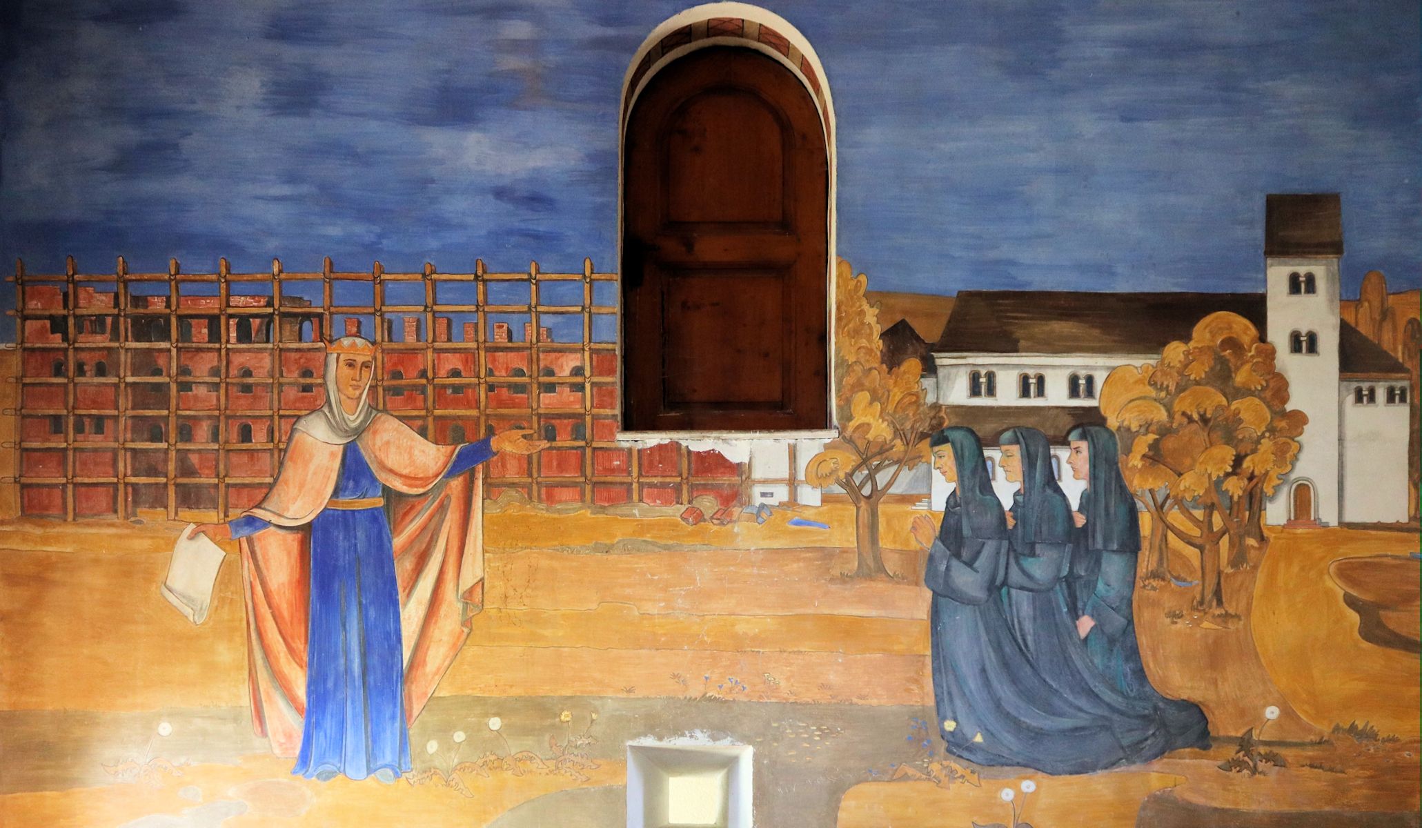 Adelindis beim Bau des Klosters in Buchau