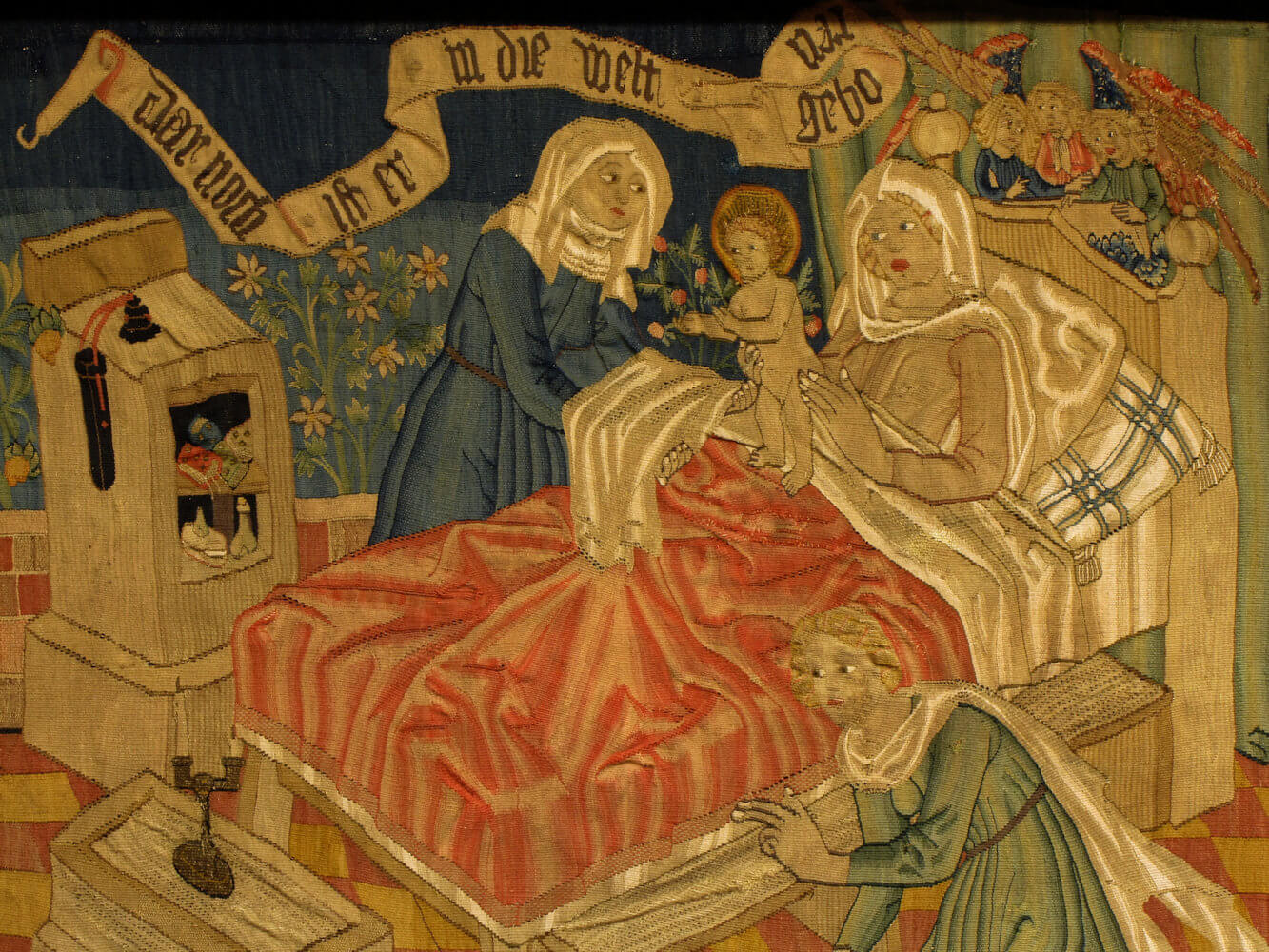 Tapisserie: Adelphus' Geburt, 16. Jahrhundert, in der ehemaligen Klosterkirche in Neuweiler