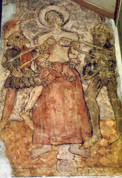 Wandmalerei in der Agatha-Kirche im Kloster in Ris bei Vichy in der Auvergne, 15. Jahrhundert