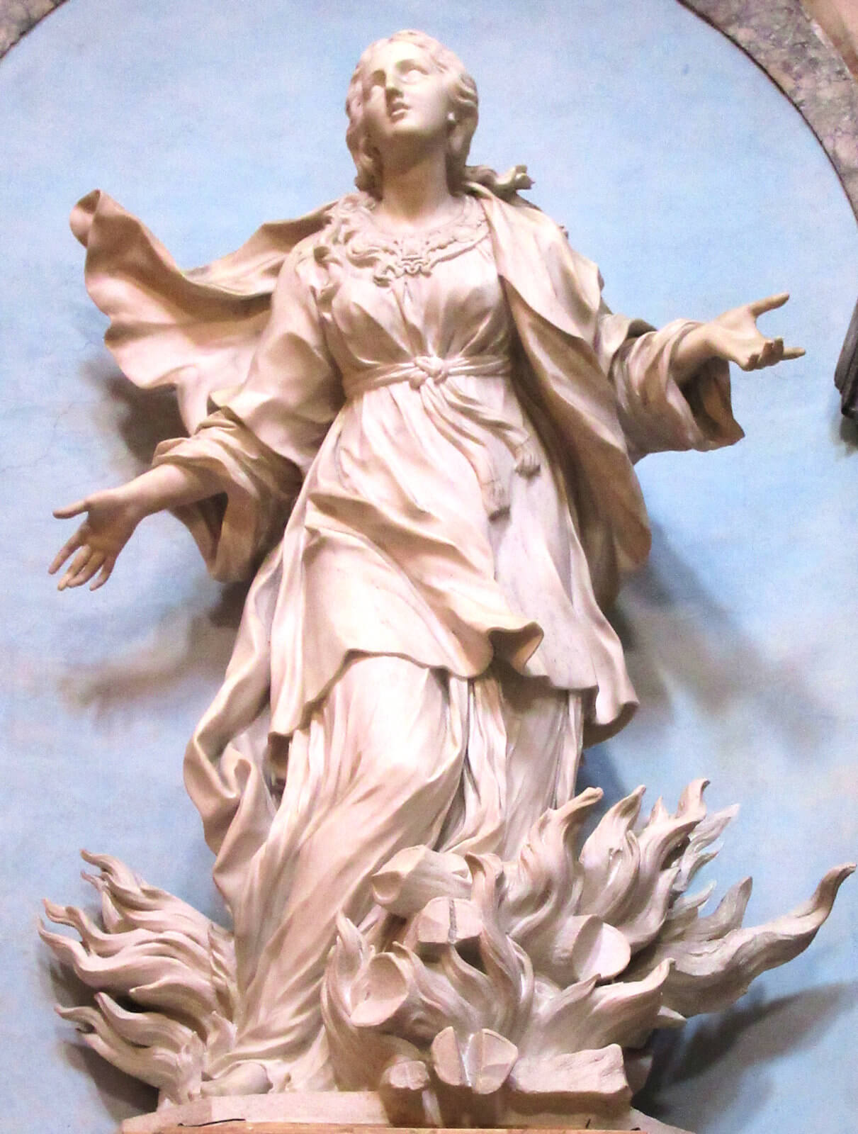 Ercole Ferrata: Agnes im Feuer, Statue, 1660, in der Kirche Sant'Agnese in Agone in Rom