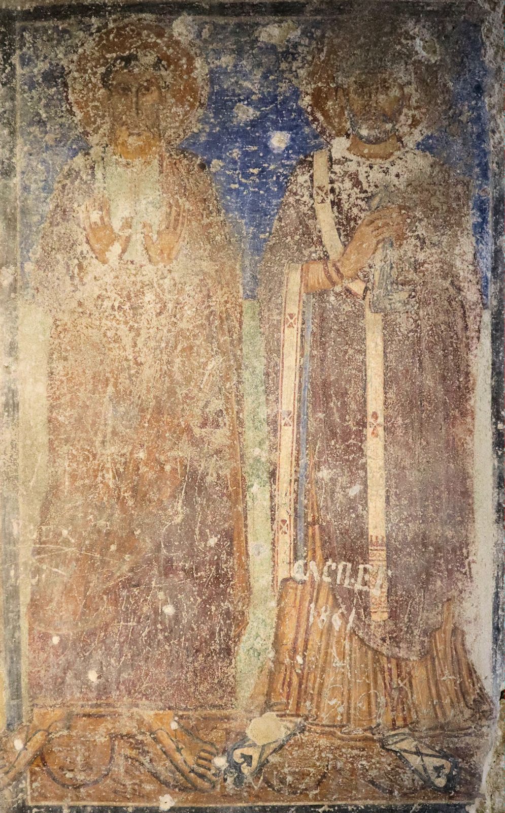 Fresko: Agrippinus und Januarius von Neapel, in den Katakomben San Gennaro in Neapel