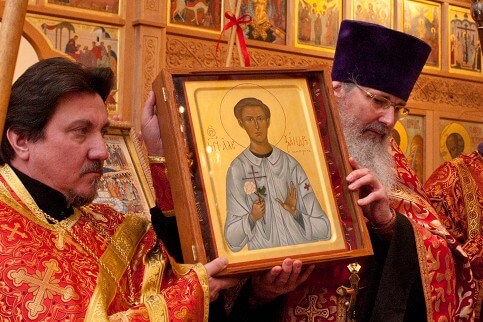 Ikone von Alexander Schmorell, 2012 für die Kathedrale der Heiligen Neumärtyrer und Bekenner Russlands in München
