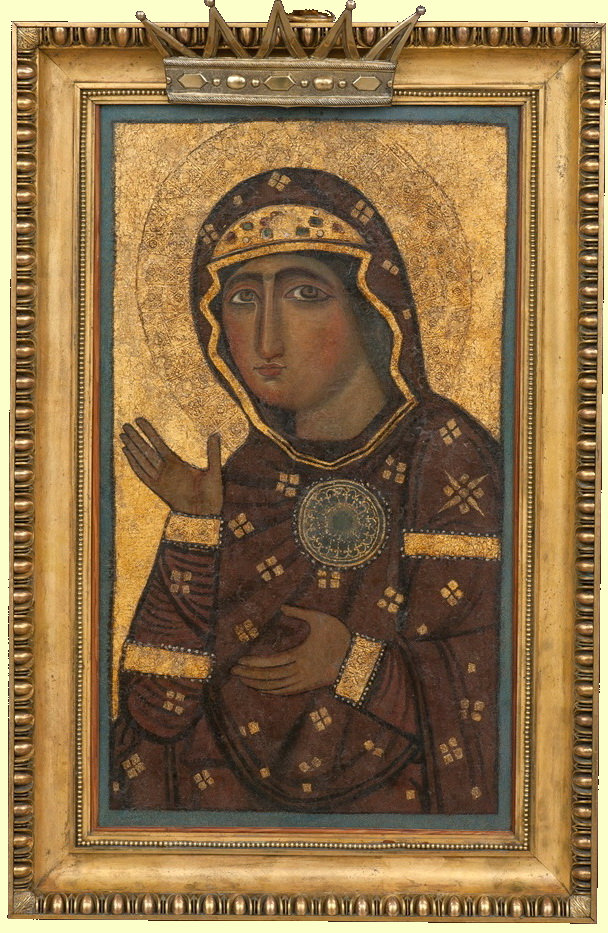 Marien-Ikone, angeblich gemalt von Lukas, tatsächlich aus dem 12./13. Jahrhundert, von Alexius nach Rom gebracht, in der Kirche Santi Bonifacio e Alessio in Rom