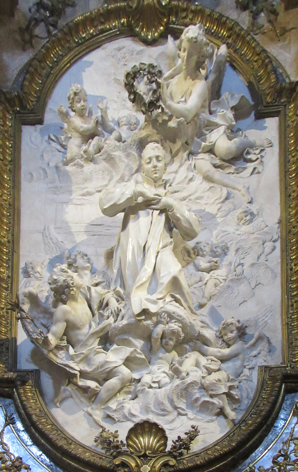 Andrea Ponzo: Altarrelief, um 1687, in der Kirche Sant'Ignazio di Loyola in Rom