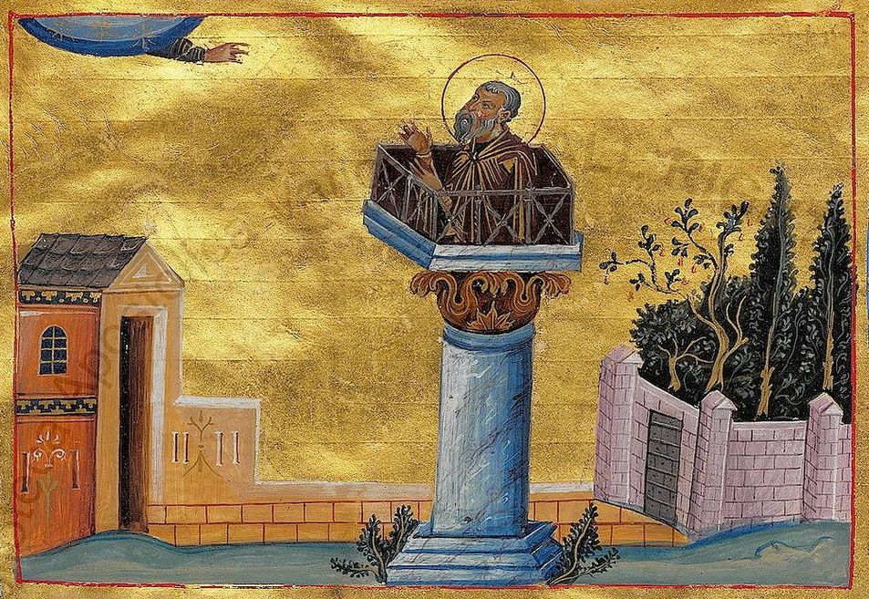Alypios, um 1000, aus dem Menologion von Kaiser Basilius II., in der Vatikanischen Bibliothek in Rom