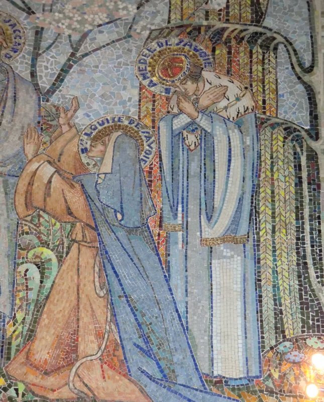 Modernes Mosaik: Amadeus und Louise von Savoyen, in der Pfarrkirche Notre Dame du Lac in Thonon-les-Bains