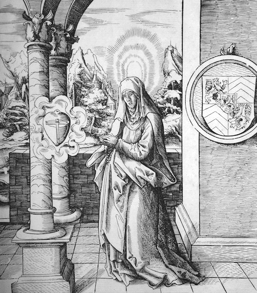 Leonard Beck: Xylographie, um 1516, aus: „Heilige der Familie Kaiser Maximilians I.”
