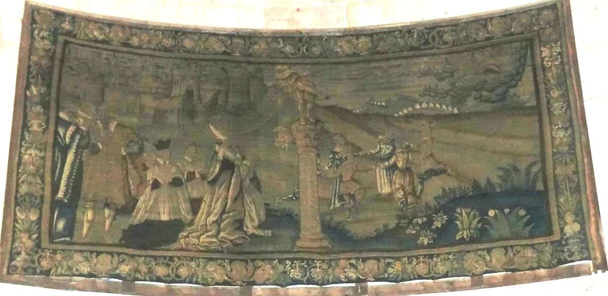 Tapisserie: Amantius stürzt die Statue der Göttin Ruth, 16. Jahrhundert, in der Kirche St-Amans in Rodez