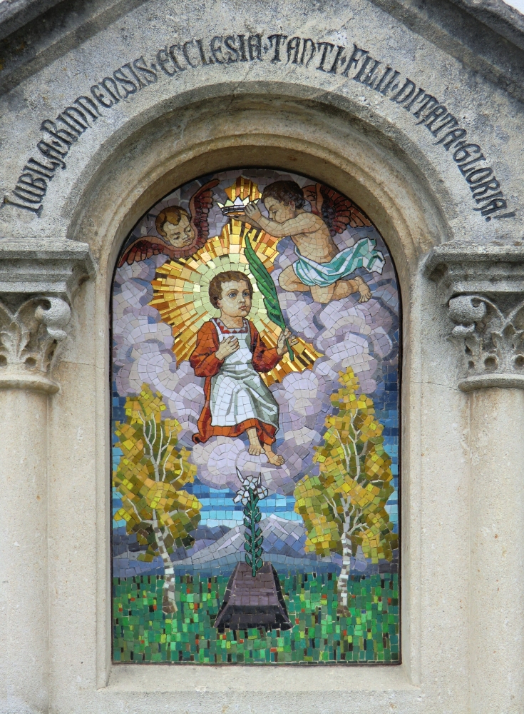 Bild Andreas' Grabstein an der Pfarrkirche in Rinn bei Innsbruck
