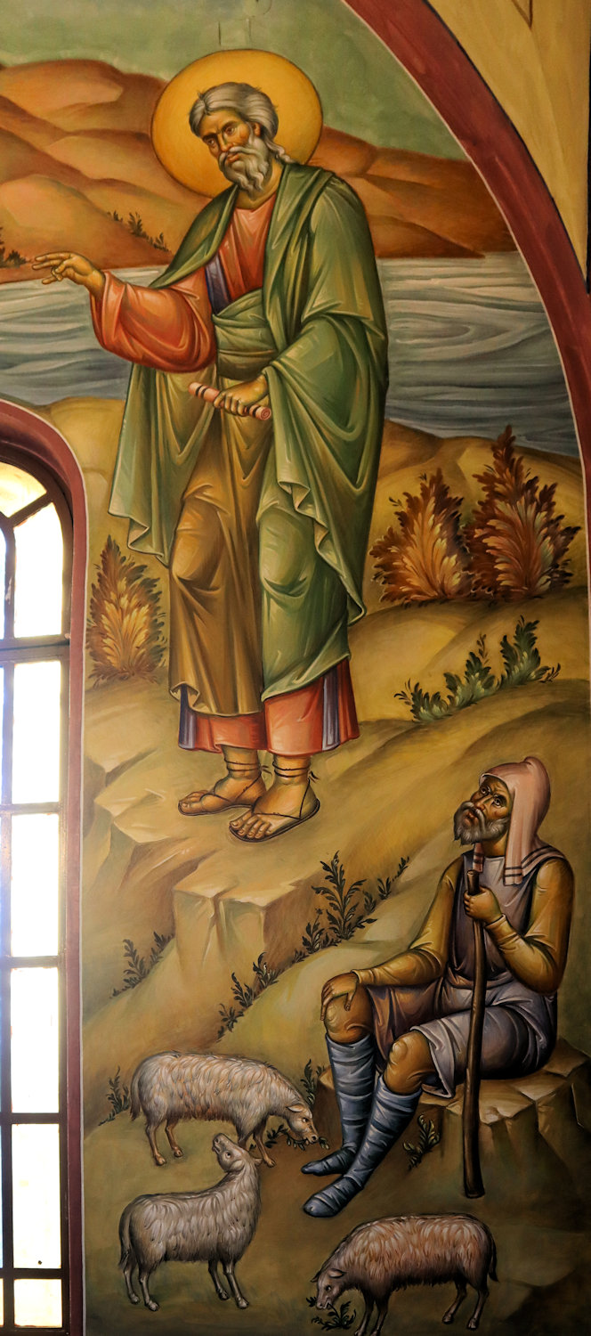 Fresko: Andreas predigt den Thrakiern (Ausschnitt), in der Andreaskathedrale in Patras
