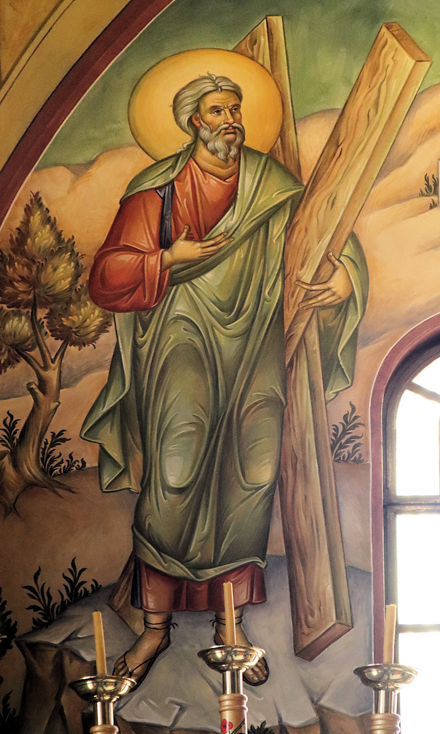 Fresko: Andreas predigt in Kappadokien (Ausschnitt), in der Andreaskathedrale in Patras