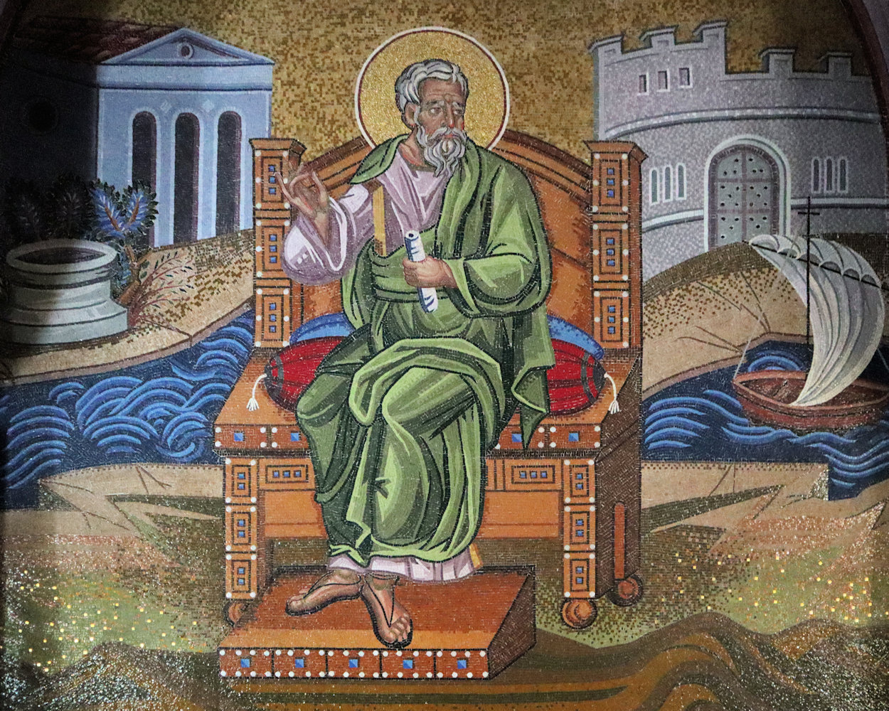Mosaik: Andreas als Bischof von Patras, in der Andreaskathedrale in Patras