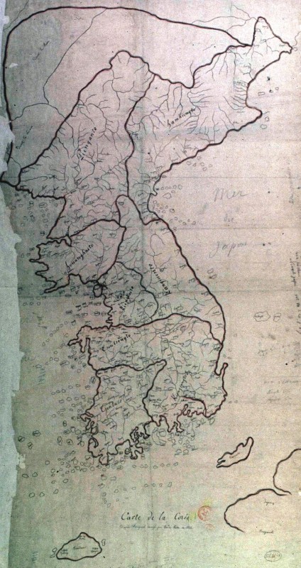 Karte von Korea, von André Kim gezeichnet, im Département des Cartes et Plans in der Bibliothèque Nationale de France in Paris