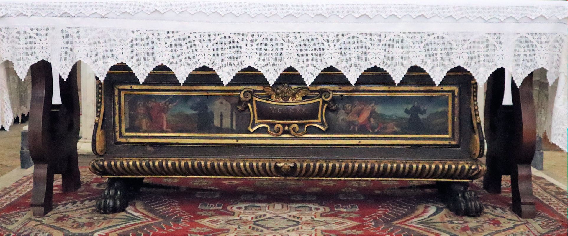 Angelus' Sarkophag, 17. Jahrhundert, in de Kirche Sant'Agostino in Sansepolcro