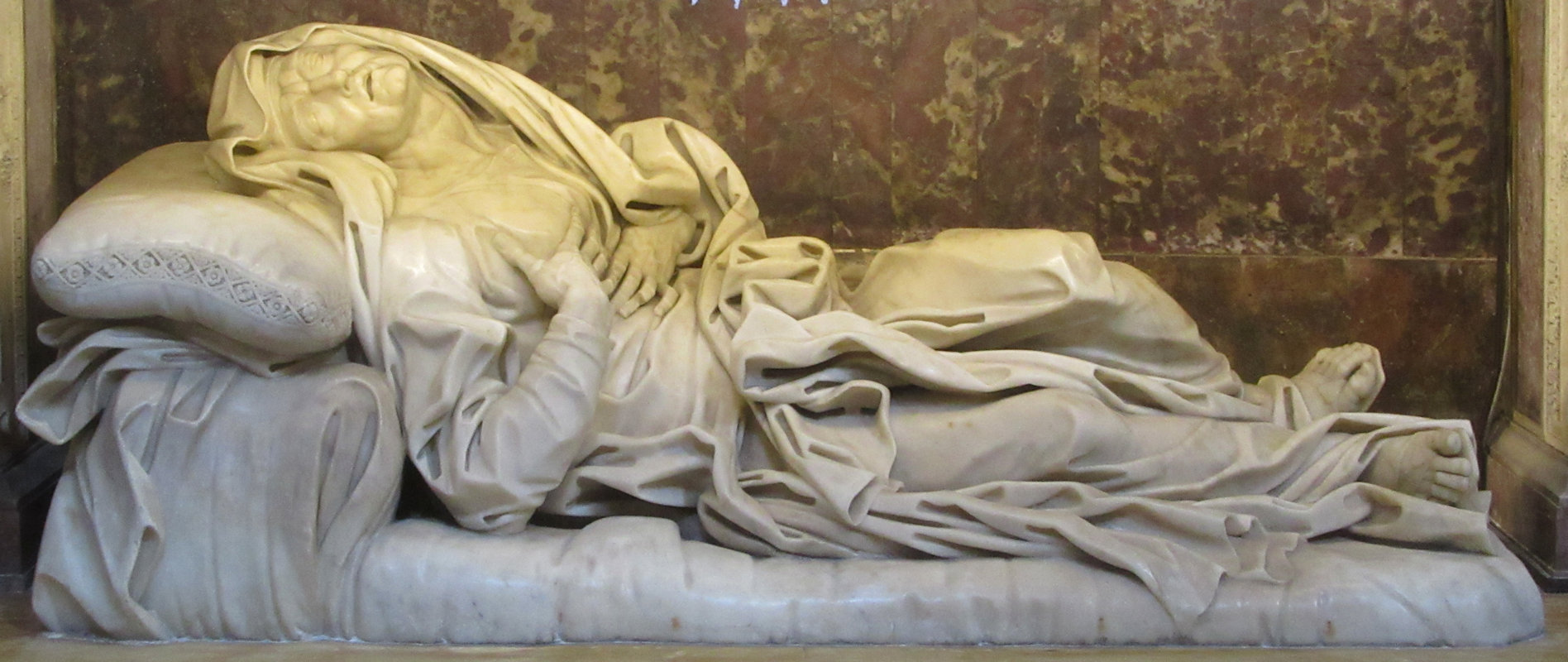 Giovan Battista Maini: Die sterbende Anna, 1750 bis 1752, in der Kirche Sant'Andrea delle Fratte in Rom