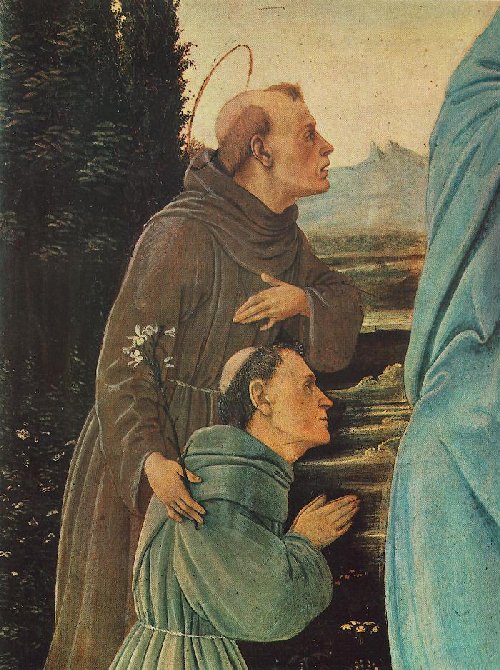 Filippino Lippi: Maria mit Antonius und einem Franziskanerbruder (Ausschnitt), vor 1480, Museum der Schönen Künste in Budapest