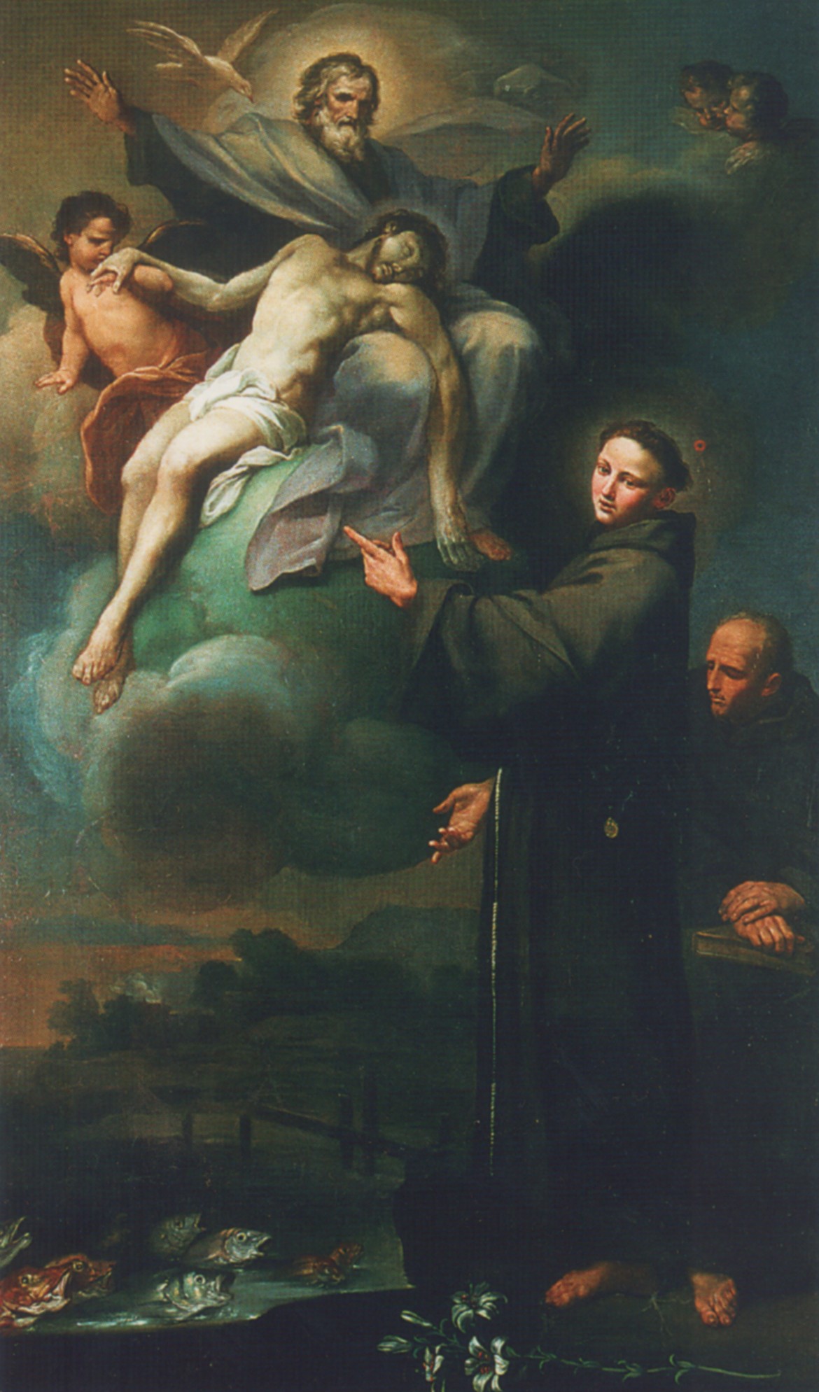 Sebastiano Conca (1680 - 1764): Antonius predigt den Fischen, in der Basilika Santa Cristina in Bolsena