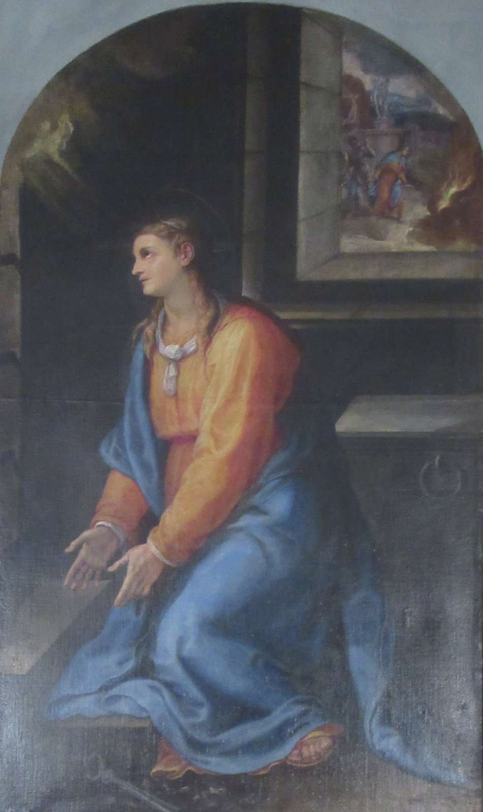 Girolamo Muziano: Apollonia im Gefängnis, um 1585, in der Kirche Sant'Agostino in Rom