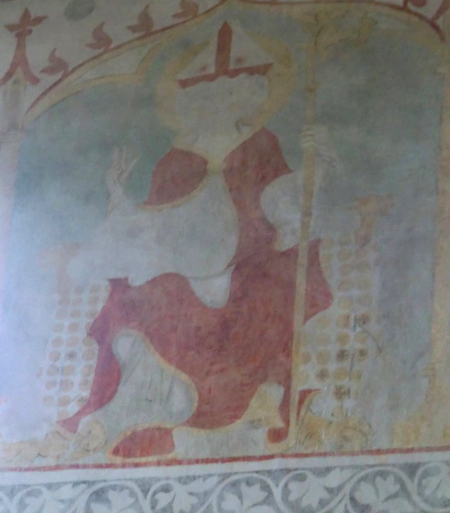 Wandmalerei: Thronender Arbogast, 14. Jahrhundert, Arbogast-Kirche in Oberwinterthur
