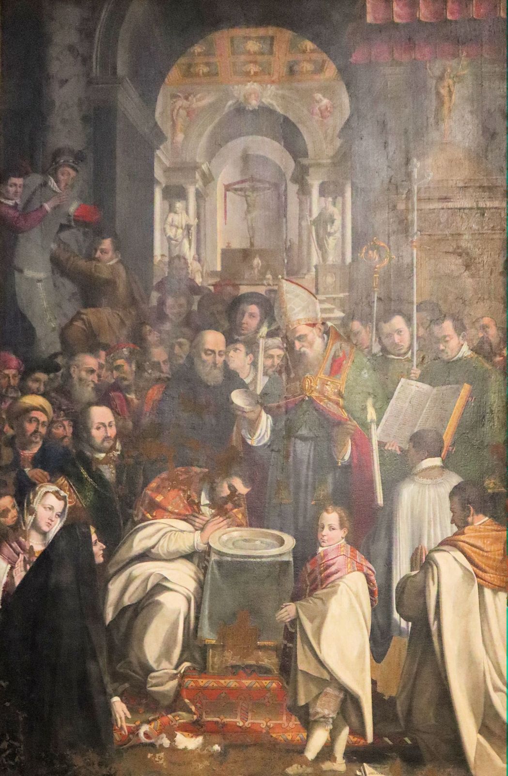 Felice Damiani: Augustinus wird von Ambrosius getauft, 1594, in der Kirche Sant'Agostino in Gubbio