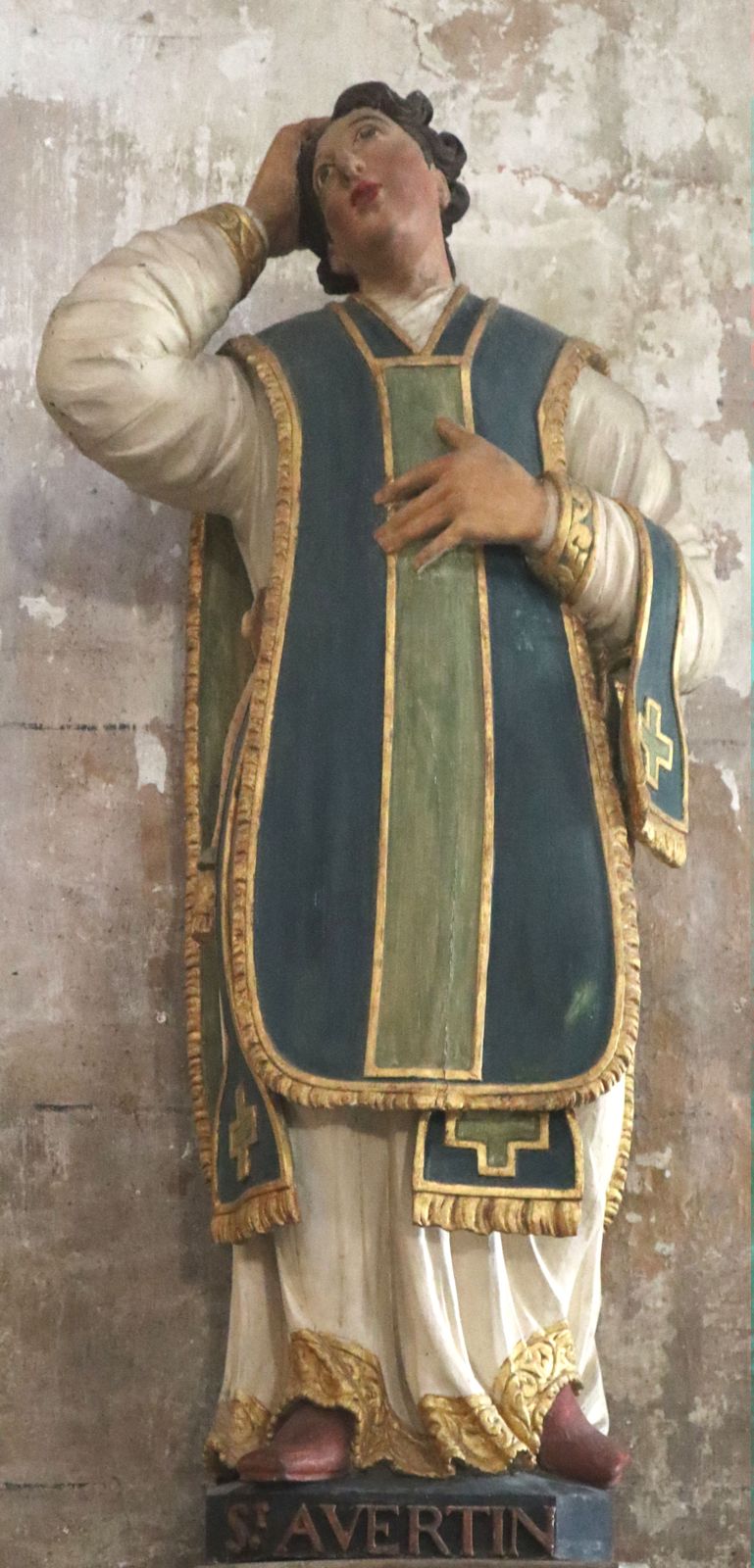 Statue, 18. Jahrhundert, in der Kirche Saint-Mélaine in Morlaix bei Quimper