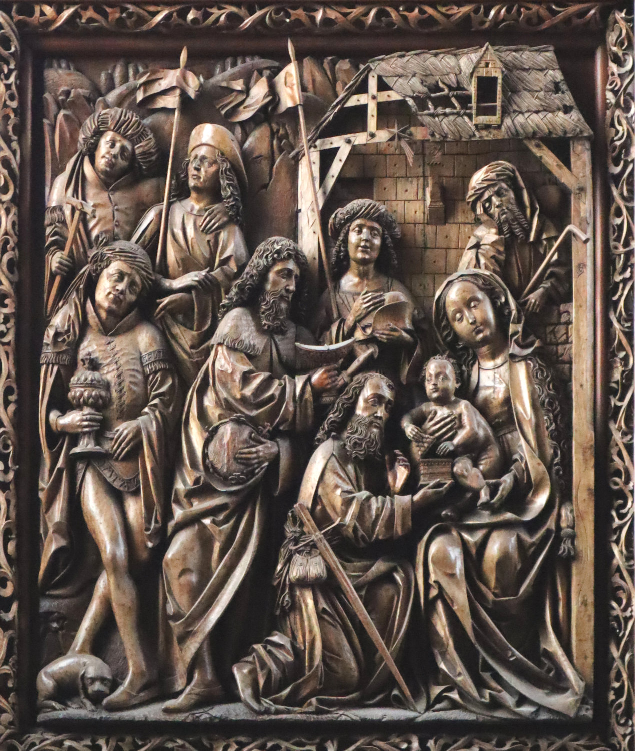 Lindenholz-Schnitzwerk: Marias Tod, um 1493, in der Kirche in Kefermarkt in Oberösterreich