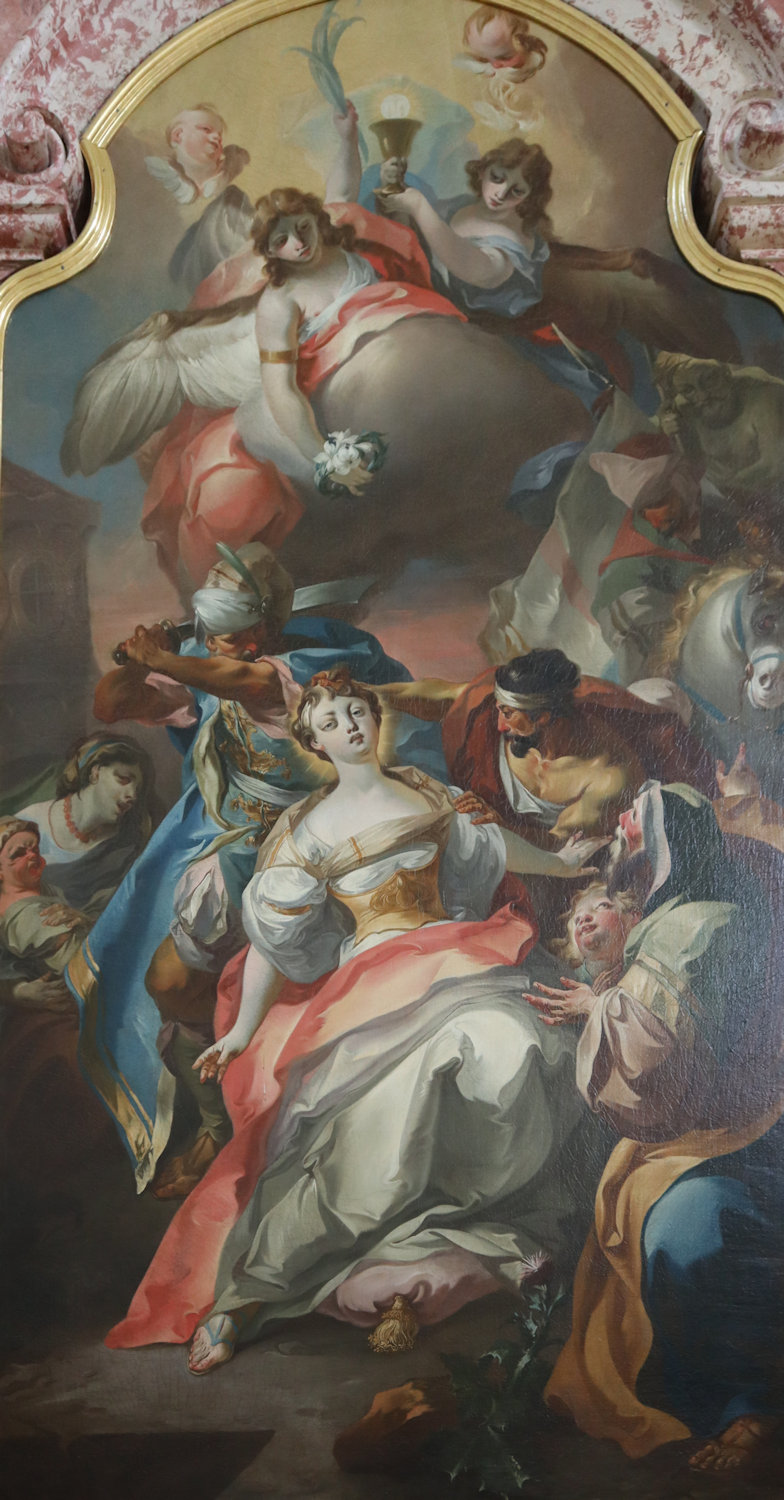 Johann Wenzel Bergl: Barbara, 1764/1765, in der Kirche des Klosters Klein-Mariazell im Wienerwald