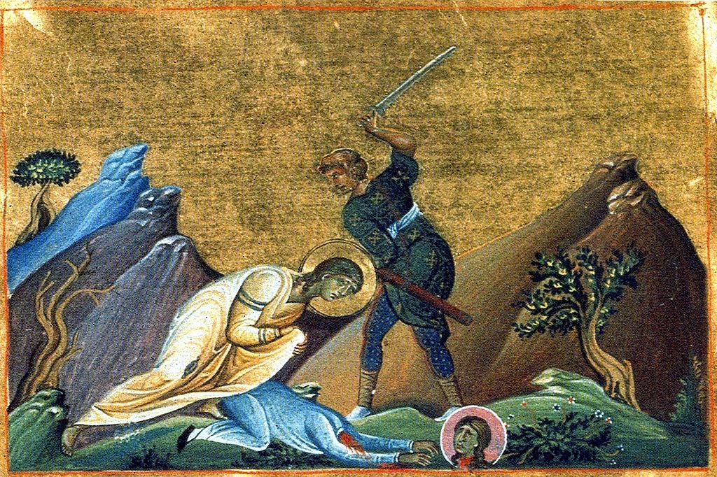 Buchmalerei, aus dem Menologium von Kaiser Basileios II., um 1000, in der Vatikanischen Bibliothek in Rom