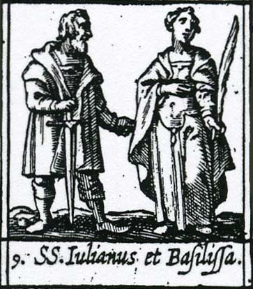 Holzschnitt: Julian und Basilissa, aus: Ribadineira: Generale legende der Heyligen, 1649
