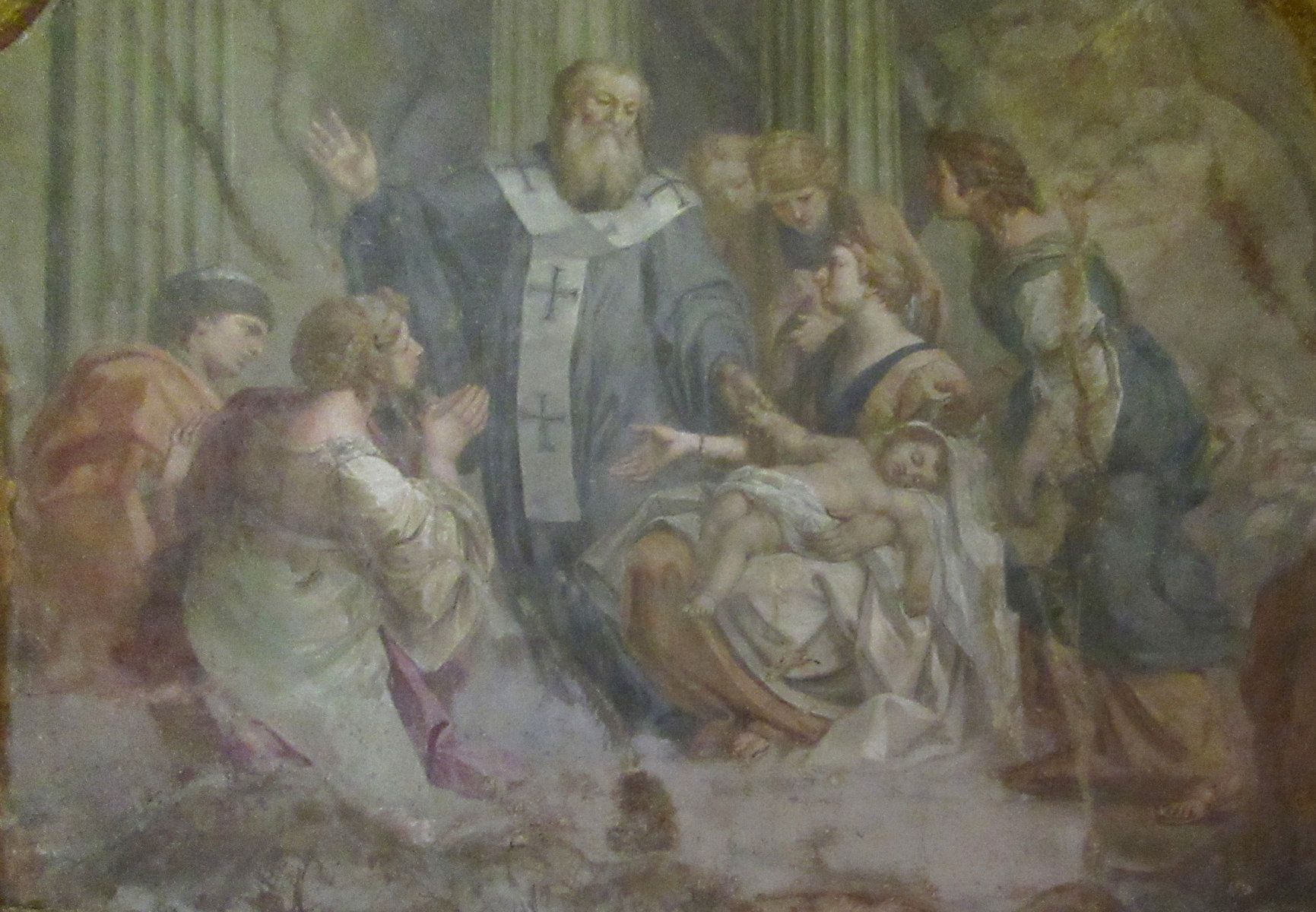 Vito d'Anna: Basilius heilt Kranke, Fresko, um 1763, in der Kirche Santissimo Salvatore in Palermo