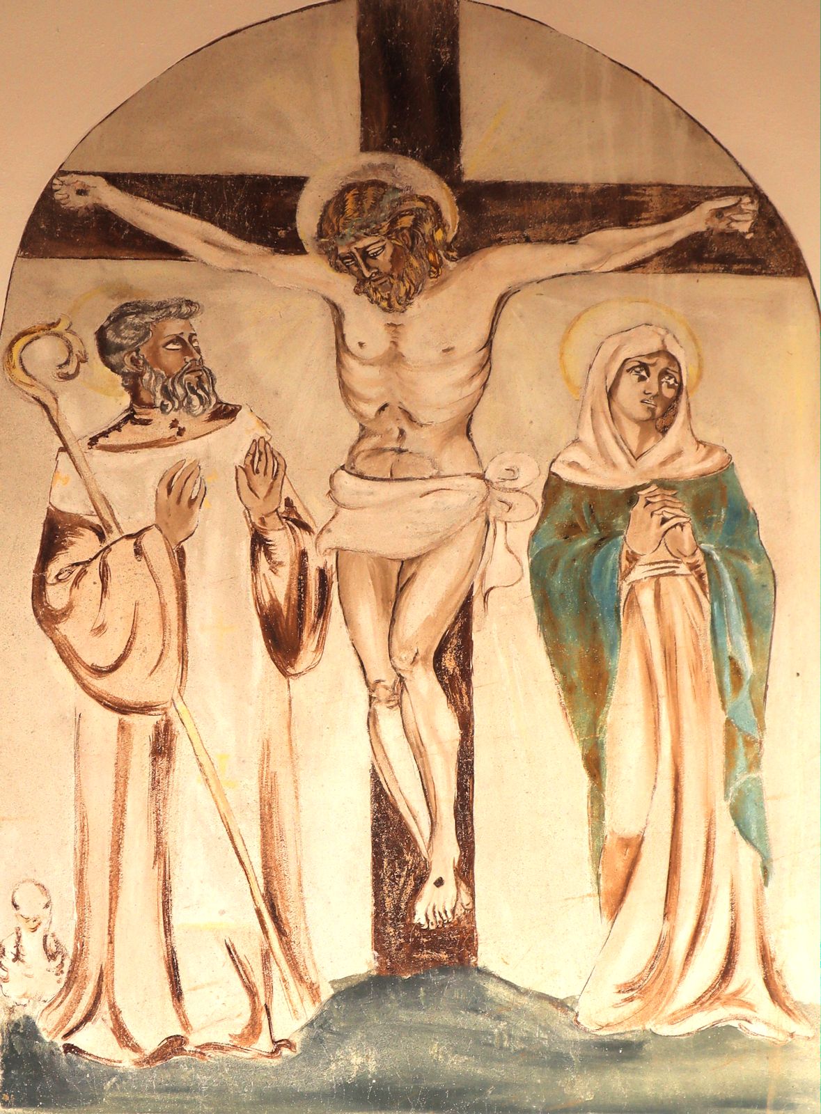 Fresko: Baudolinus als Bischof, an der Kapelle nahe Villa de Foro