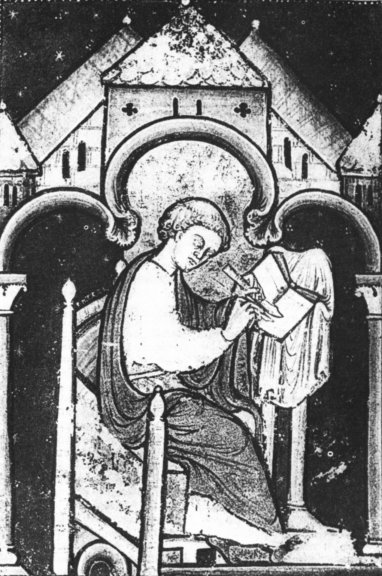 Abbildung in der Handschrift der von Cuthbert verfassten Biografie, aus dem 12. Jahrhundert