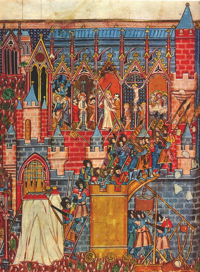 Miniatur aus dem 13. Jahrhundert: Belagerung und Eroberung von Jerusalem, in der Bibliothèque Nationale in Paris