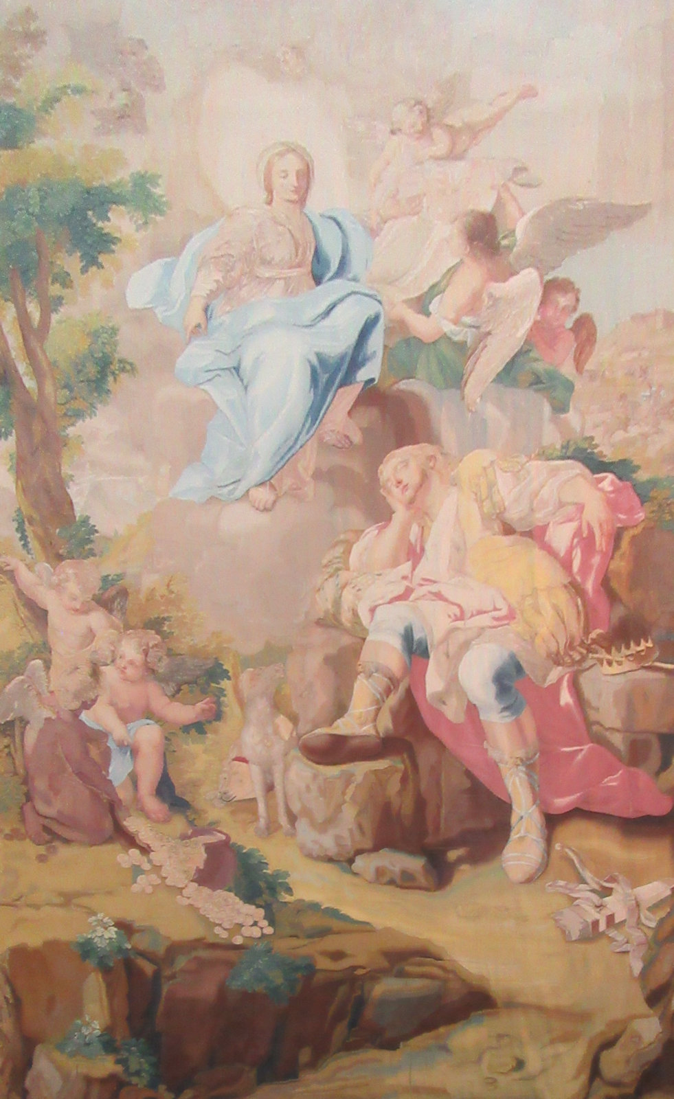 Gioacchino Martorana (Entwurf): Tapesterie: König Wilhelm II.' Traum, der ihn zum Bau der Kathedrale in Monreale bewog, um 1765, im Diözesanmuseum in der Kathedrale in Monreale