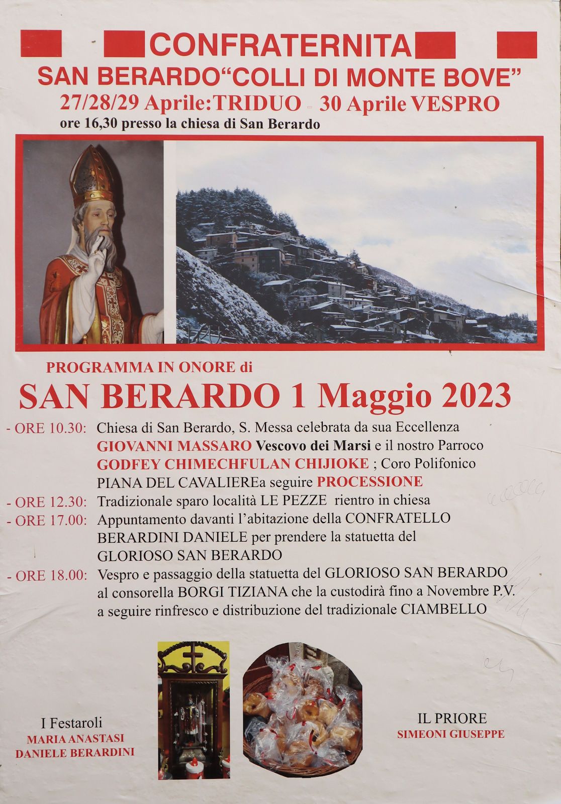 Plakat zum Fest für Berard in Colli di Monte Bove