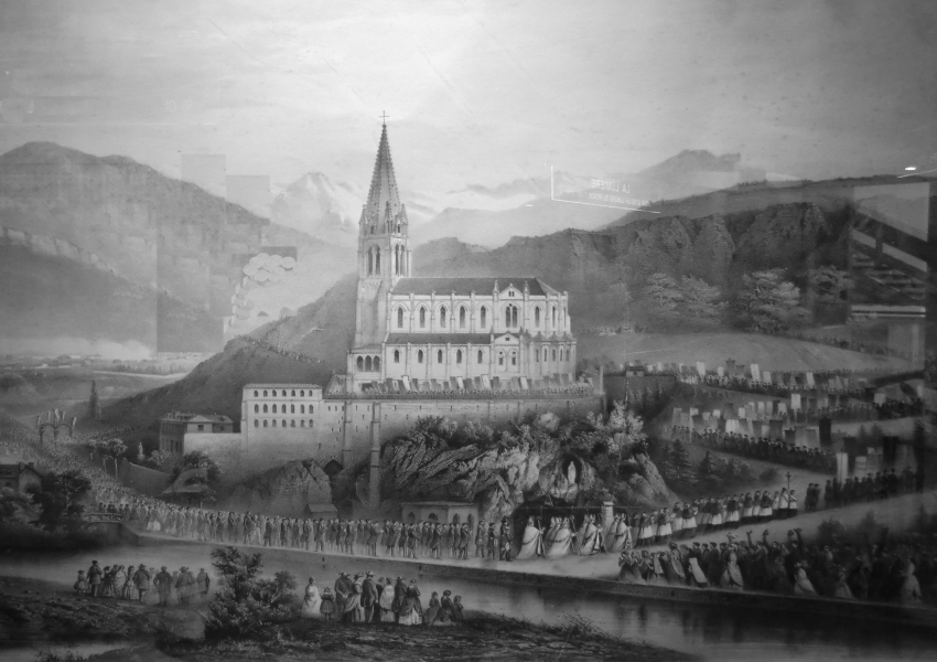 Lithografie von der Pilgerwallfahrt am 6. Oktober 1872, im Museum
