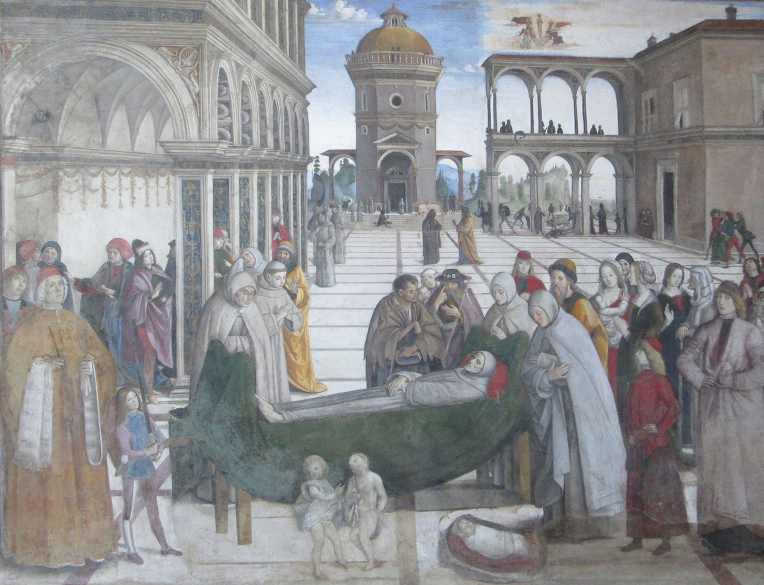Pinturicchio: Bernhardins Tod, Fresko, 1485, in der Kirche Santa Maria in Aracoeli in Rom