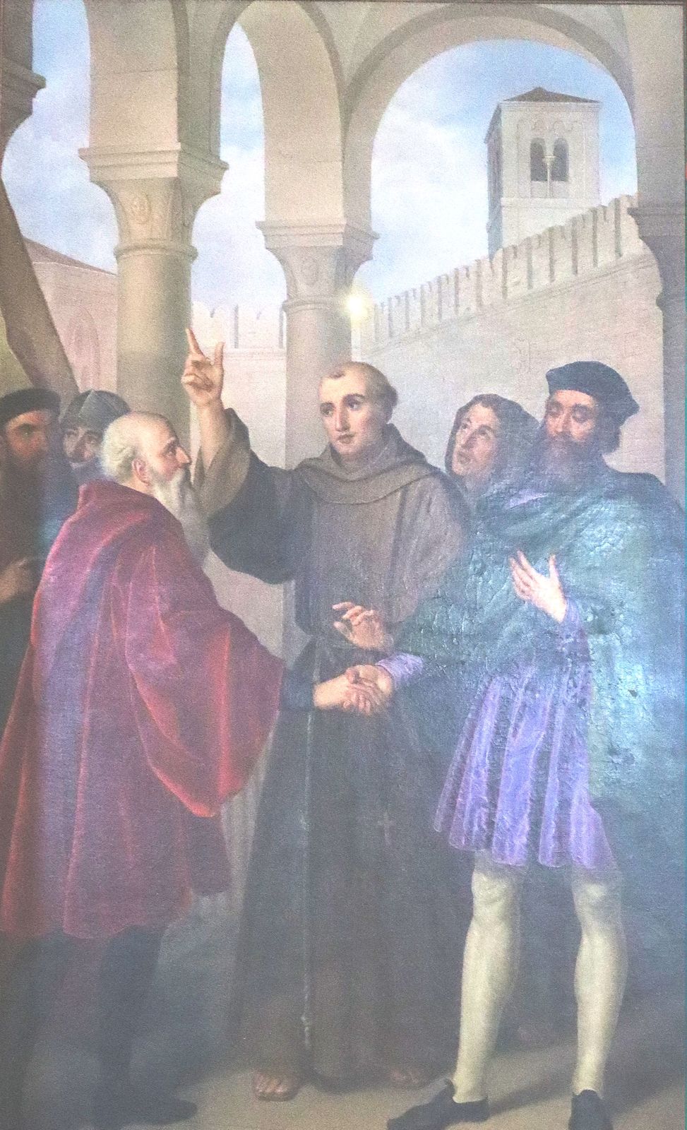 Francesco Agosti: Bernhardin stiftet Frieden in Perugia, Altarbild, 1856, in der Kathedrale in Feltre