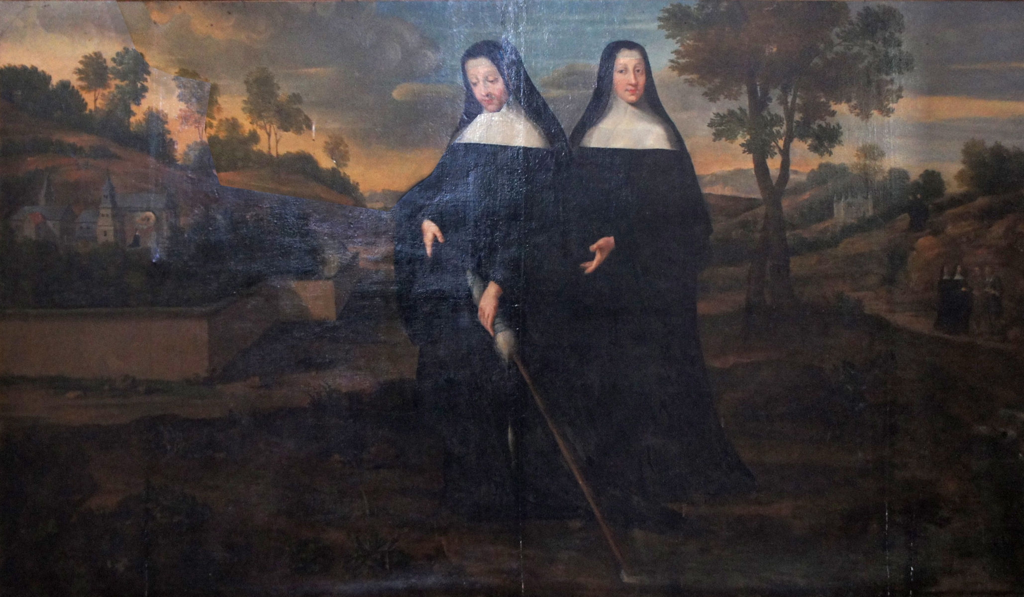 Jean Hélart: Bertha (links) als Gründerin des Klosters in Avenay, um 1615, in der Kirche in Avenay