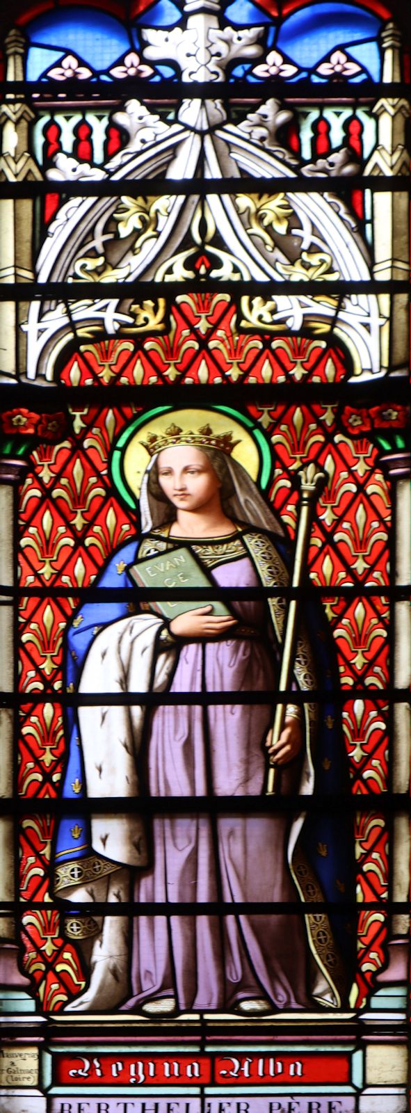 Glasfenster, um 1890, in der Pfarrkirche in Ambierle bei Saint-Étienne
