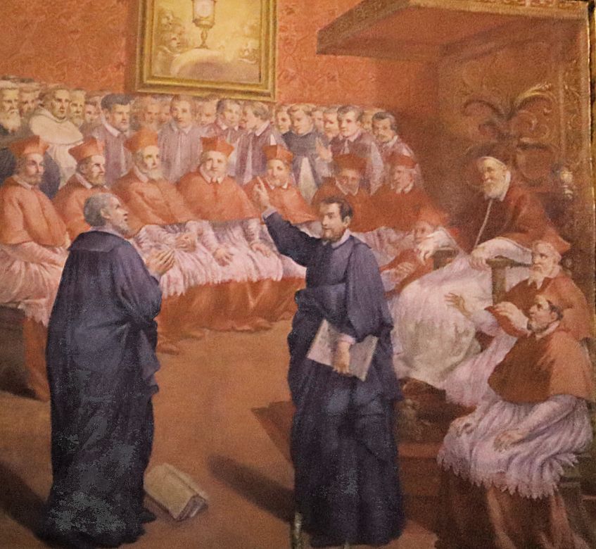 Lazzaro Baldi (1622 - 1703): Bruno disputiert mit Berengar von Tours, Fresko in der Kathedrale in Segni
