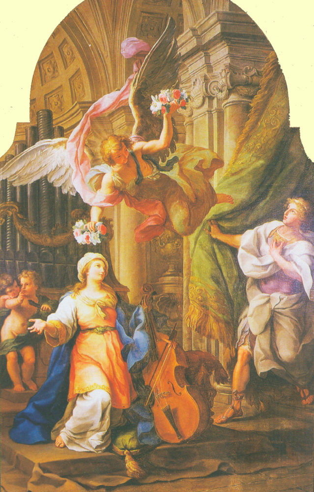 Luigi Vanvitelli: Erscheinung des Engels vor Cäcilia, 18. Jahrhundert, in der Basilika Santa Cecilia in Trastevere in Rom