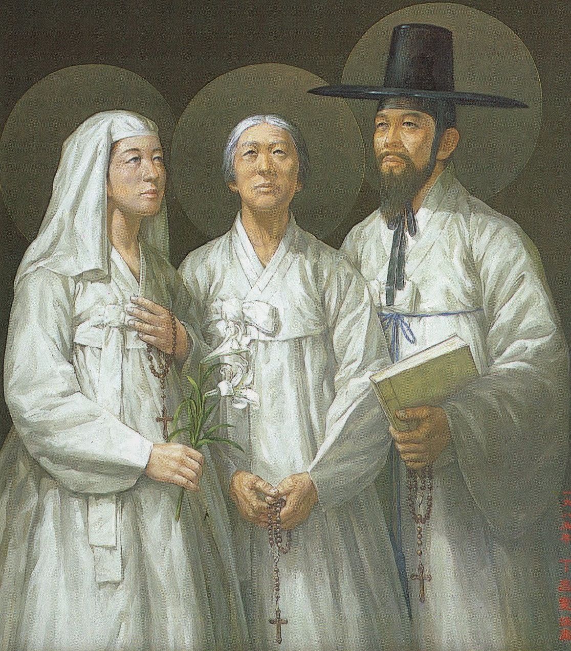 Cäcilia Yu So-sa (Mitte) mit Paul Chõng von Hasang und Elisabeth Chõng Chong-hye