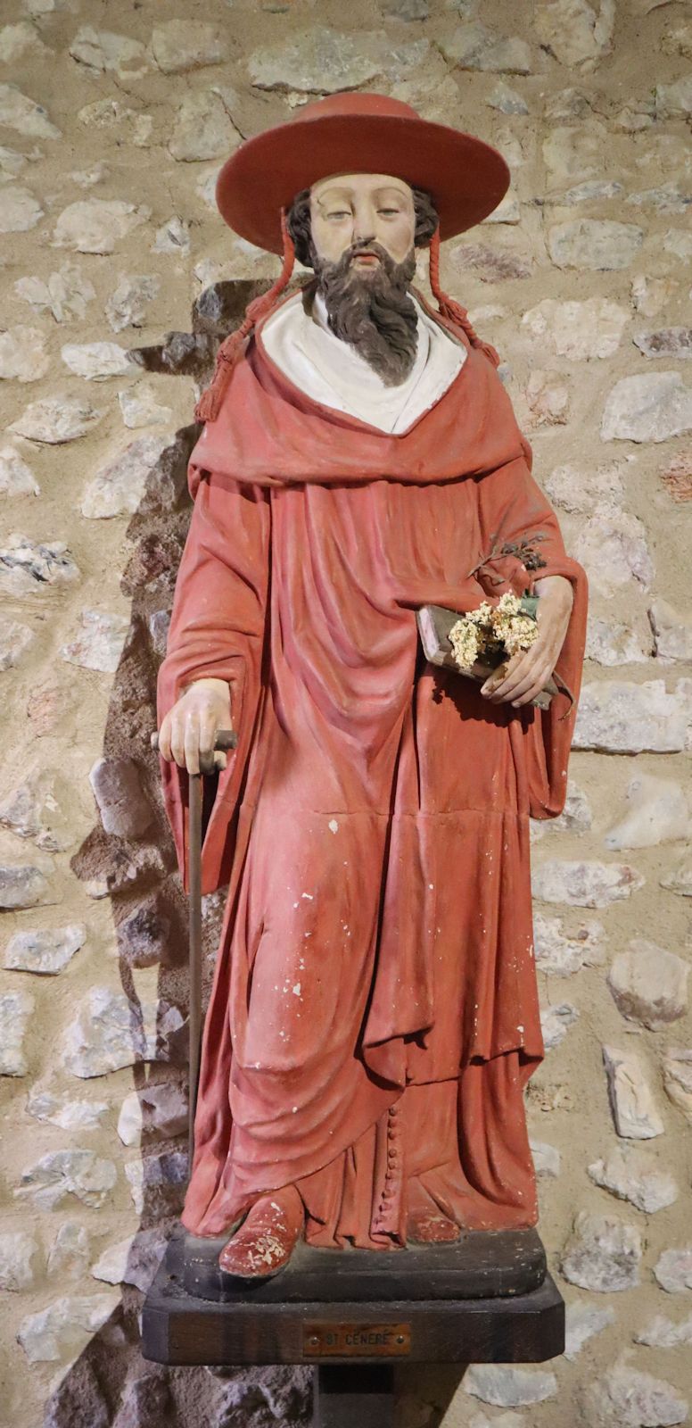 Cenericus im Gewand eines Kardinaldiakons, Statue in der Kirche Saint-Pierre in Saulges