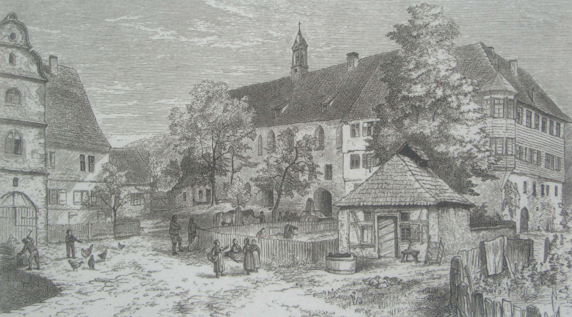 Theodor Schüz: Freiwillige Armenschullehrer- und Kinderrettungsanstalt im im 1554 aufgelösten ehemaligen Zisterzienserkloster Lichtenstern, um 1878