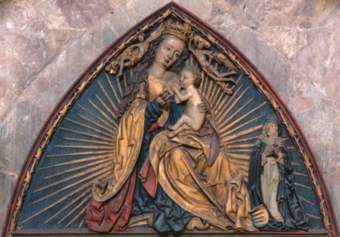 Epitaph: Die Milch spendende Maria mit Christina Ebner (rechts unten), 1429, in der Sebalduskirche in Nürnberg